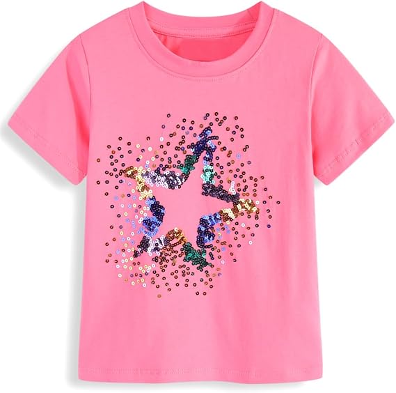 Toddler Girls T-Shirt Short Sleeve Shirt Unicorn Bunny Print Cute Summer Tops Tees Dinosaur Graphic