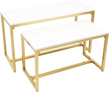 Metal Display Racks Nesting Tables Retail Display Table Display Riser Shelf 2 Piece Set for Boutique Sneakers High Tops Slippers Sandals