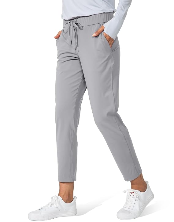 G Gradual Women's Pants with Deep Pockets 7/8 Stretch Ankle Sweatpants | Golf, Athletic, Travel, Lounge, Business Casual, Teacher, Drawstring Waist, Butter Soft 4-Way Stretch, Lightweight