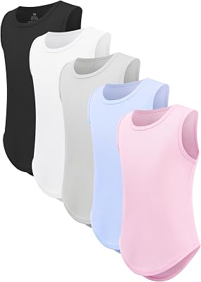 5 Packs Girls Athletic Tank Tops Active Dry Fit Tank Top for Girls Dance Yoga Workout Tops for Exercise