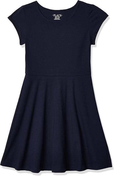 The Children's Place Girls' Short Sleeve Basic Skater Dress 2 Pack