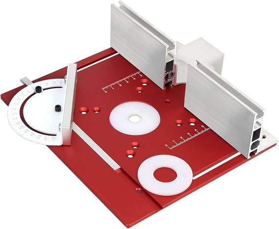 Aluminium Router Table Insert Plate,Woodworking Benches Router Flip Plate W/Miter Gauge Guide Aluminium Fence Sliding Brackets,Multifunctional Trimming Engraving Table,MG-054RD
