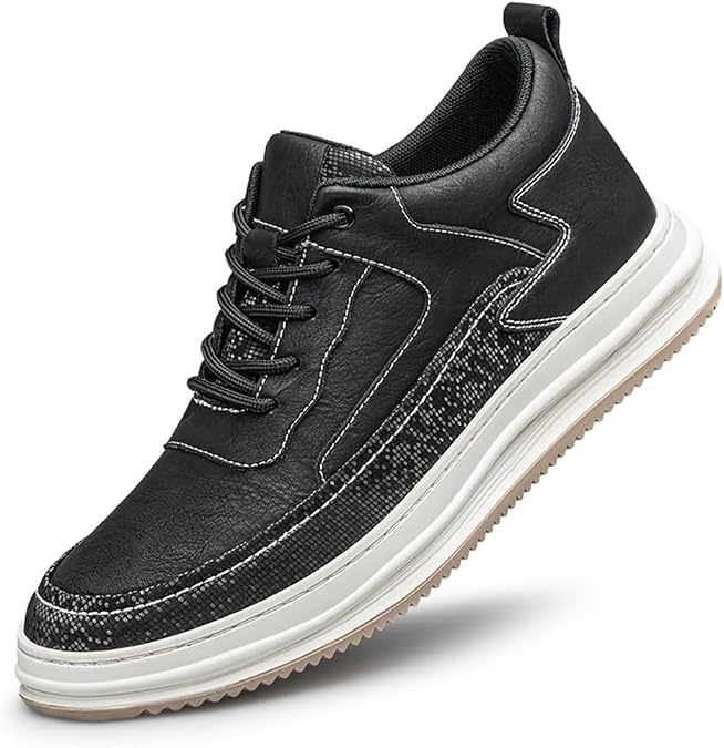 Men's Elevator Shoes, Lace-Up Height Increasing Trainers for Male Fashion Leather Elevated Dress Boots