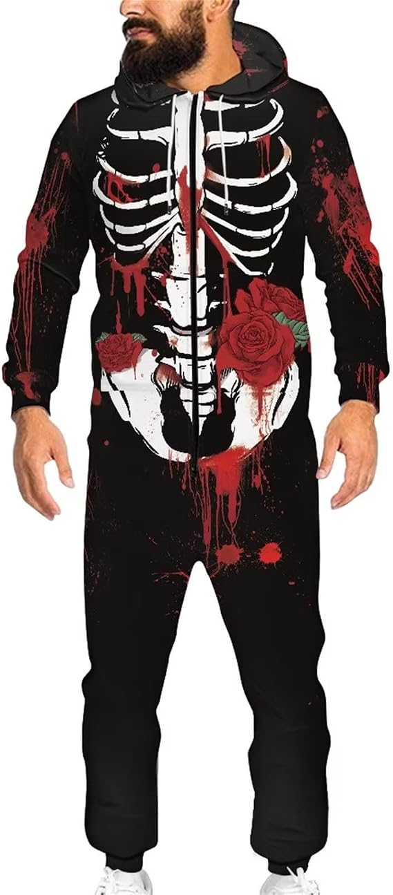 AFPANQZ Unisex Jumpsuit Fitted Hoodies Jumpsuit Home Pajamas with Hooded Front Pocket Onesie Tracksuit S-4XL