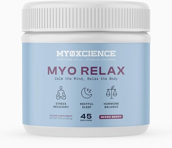 MYOXCIENCE Myo Relax & Calm | Myo-Inositol, L-Theanine, Taurine, Magnesium & GABA | Supports Sleep, Neurotransmitter & Hormone Support (Berry Flavor) (60 Servings)