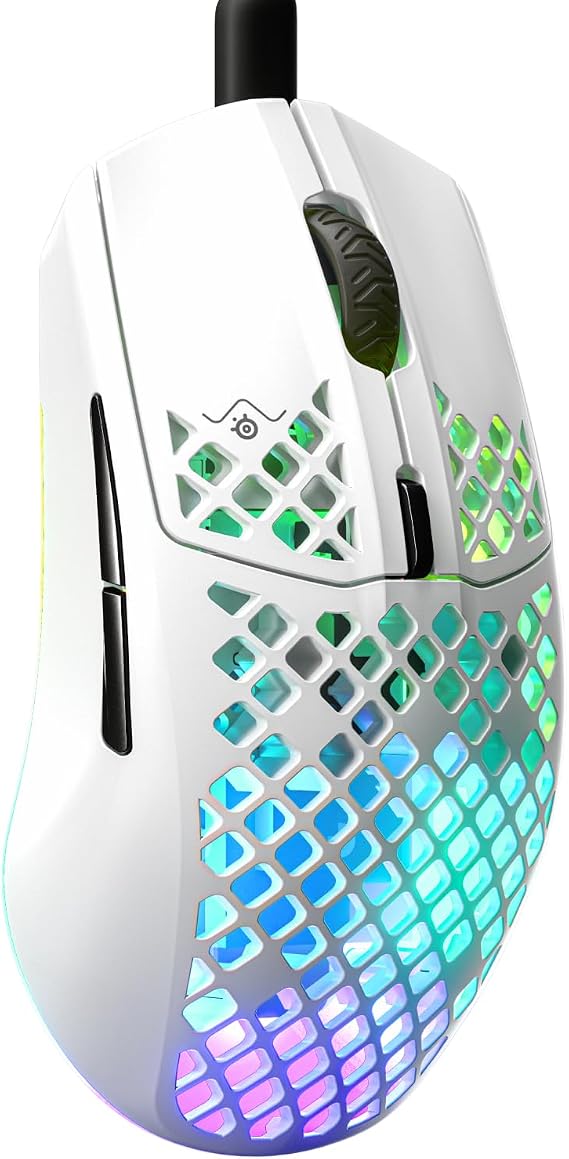 SteelSeries Aerox 3 Snow Ultra Hafif Gaming Mouse 8,500 CPI TrueMove Core Optik Sensör, Beyaz, 59 Gram