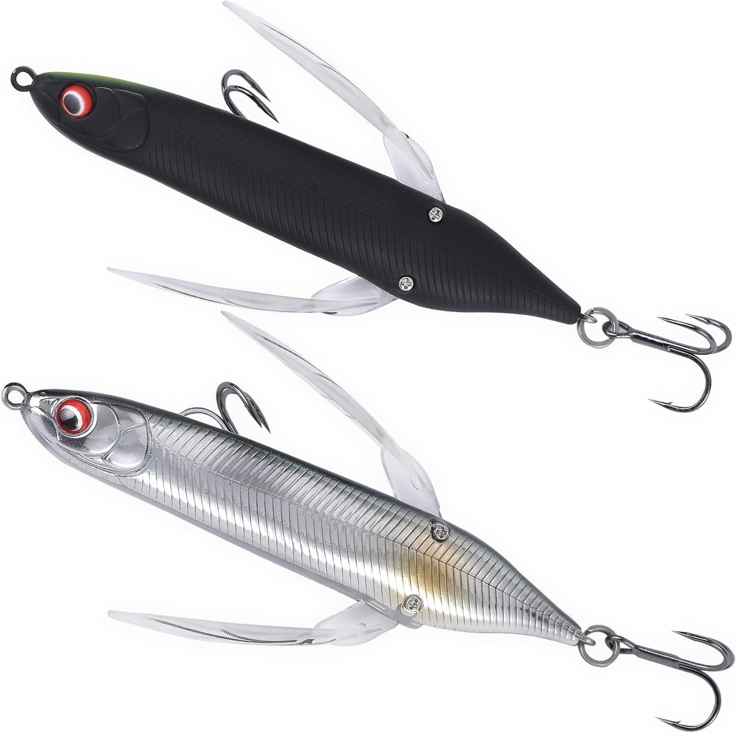 Black Bass Lures 2pcs Set Top Crawler Feather 80mm 6.5g
