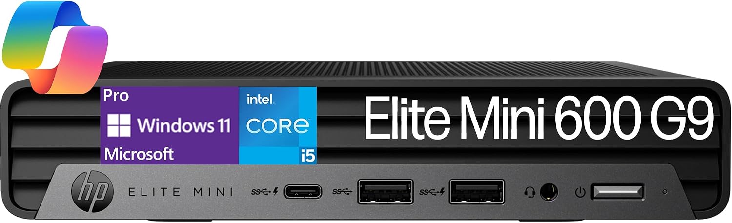 HP Elite Mini 600 G9 MFF Intel 14 Core i5-13500T Beat i7-12700T, 32GB DDR5, 1TB NVMe, RJ-45, Wi-Fi 6E  BT, DP Port, HDMI, Keyboard & Mouse, W11P, Business Desktop