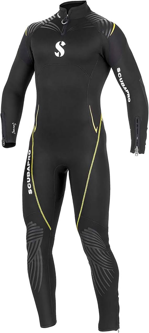 SCUBAPRO Definition Steamer Scuba Diving Wetsuit, 3mm Men Back Zip Neoprene, M Tall, Black/Yellow