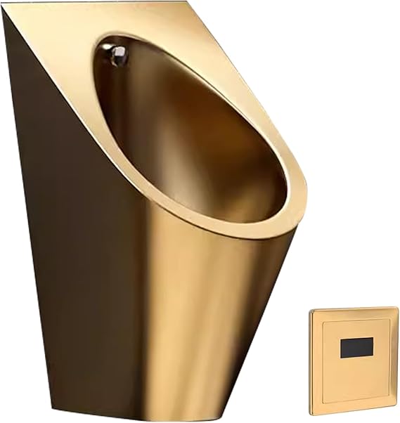 304 Stainless Steel Urinal, Wall Mounted Men's Bathroom Urinal, Intelligent Induction Design, Bar Urinals, Commercial Urinal, Urinals for Men Bathroom(Gold)