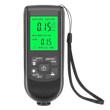 Thickness Gauge, Car Paint Thickness Gauge 0-2000UM Fe & NFe Paint Thickness Tester Manual Coating Meter Automotive Tools(Black)