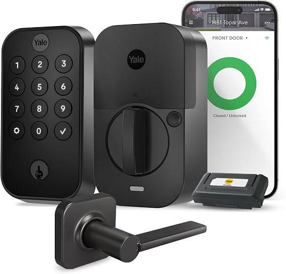 Yale Assure Lock 2 Keypad with Wi-Fi and Valdosta Lever in Black Suede