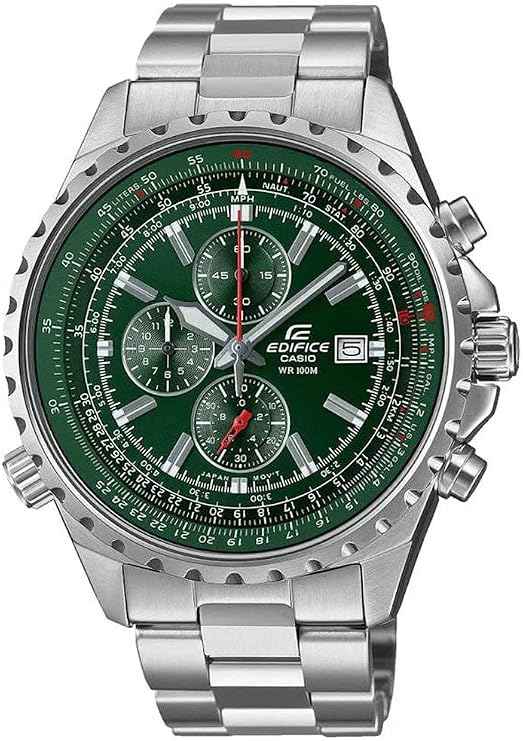 Edifice EF-527D-3AV Men's Watch, Chronograph, Circular Calculator Function, Green