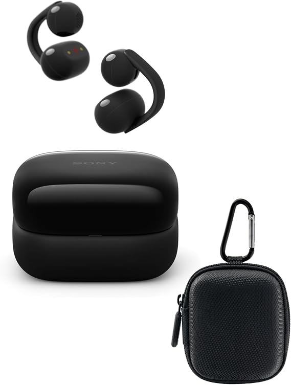 Sony LinkBuds Clip Open-Ear Truly Wireless Earbuds Bundle (Black)