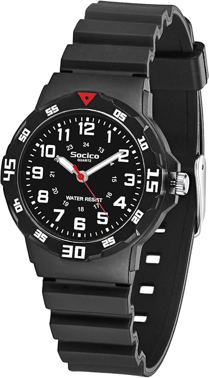 SOCICO Kids Analog Watch 30M Waterproof & Learning Time for Boys Girls | Easy to Read, Soft Band, 35mm Case, Sports, Swimming, Playing, Daily Wear, School, Ideal Gift for Birthday
