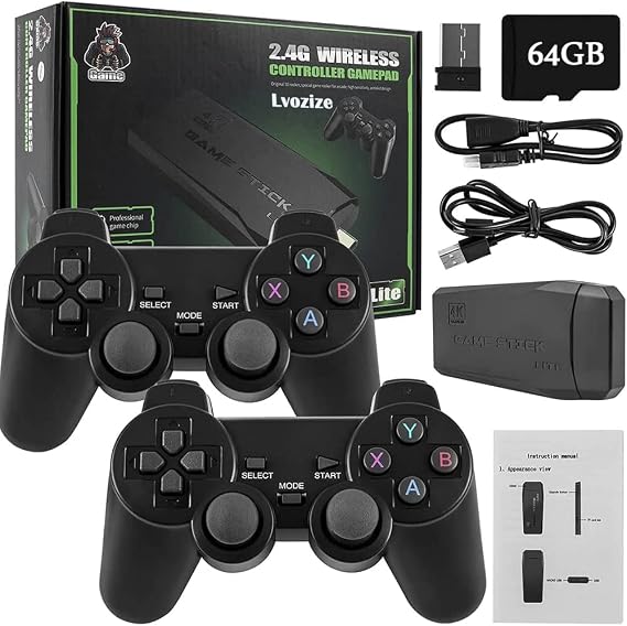 Retro konsol, retro oyun konsolu, 10000 oyunlu, 64 GB Hdmi 4k oyun konsolu, USB kablosuz oyun çubuğu, tak ve çalıştır