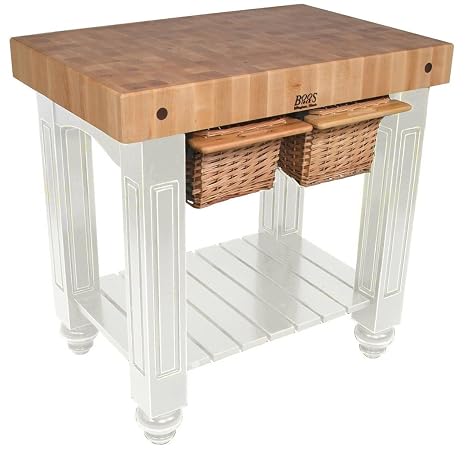 John Boos American Heritage Gathering Block II Prep Table with Butcher Block Top Base Finish: Alabaster White