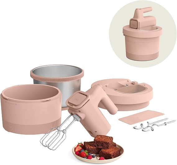 bella 3.5 Qt Hand & Stand Mixer, 2 in 1 Electric Mixer with Bowl, Blossom