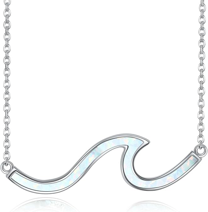 YFN Wave Necklace 925 Sterling Silver Ocean Wave Pendant Necklace Ocean Jewelry Beach Gifts for Women Gifts