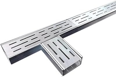 ZAQYCM Yard Water Drain Channel Kits, Small Narrow Trench Drain System for PoolDeckKitchenShop Floor, Heavy Duty Stainless Steel Drainage Cover with Removable Grate5x5cm2 x 2 in,L 1m3.3ft
