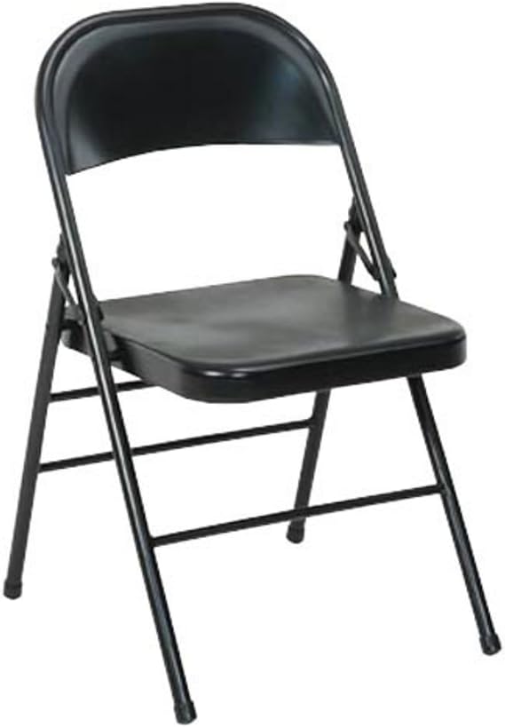 Steel Folding Chair (Set of 4) [Set of 4] Color: Black