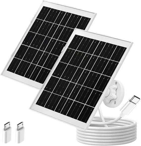 2 Packs Stable 7W Solar Panel Charger with Adapter for TP Link Tapo MagCam C425, Tapo C420, Tapo C400