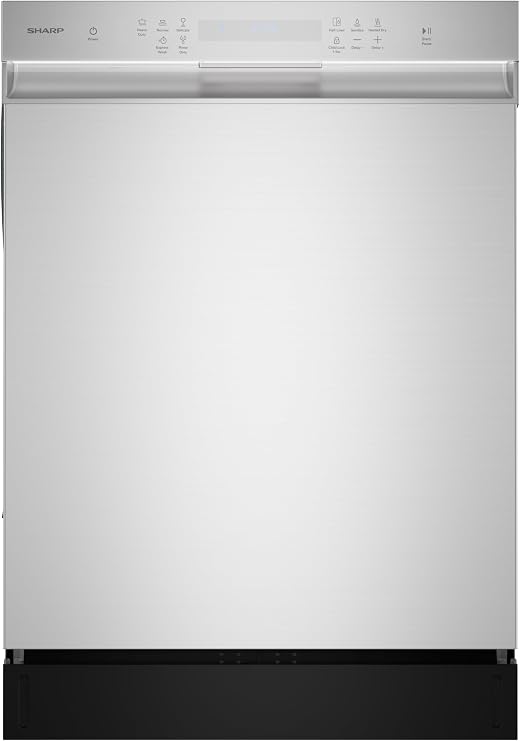 Sharp SDW6506JS 24-inch Stainless Steel Dishwasher, 49 dB, Third Rack, 12 Place Settings, Front Touch Controls
