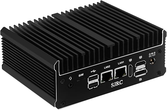 SJRC J6412 Mini PC Fanless, 2X i226V 2.5G LAN Micro Firewall Appliance 2X RS232/RS485 COM, Industrial Mini Computer Office Home, Triple 4K Display, USB C, Barebone (No RAM/SSD/OS)
