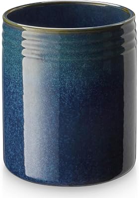 DOWAN 7.2 Kitchen Utensil Holder, Extra Large Farmhouse Utensil Holders for Countertop, Ceramic Utensil Crock, Anti Slip Cork Bottom