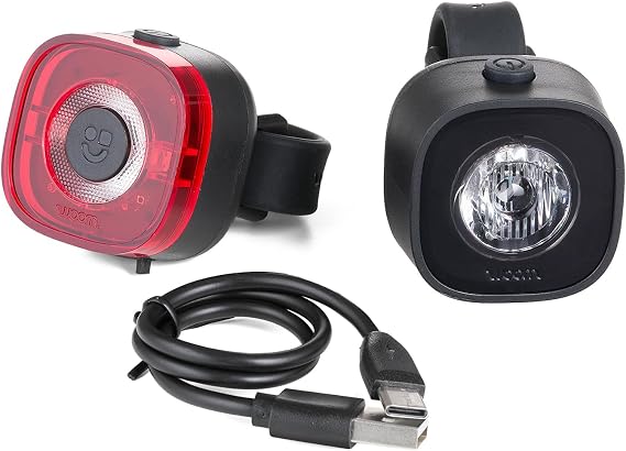 woom Beam Bike Lights, Front & Rear Kids Bicycle Light Set, USB-C Rechargeable, Tool-Free Mount, IPX4 Weather-Resistant, Auto Shut-Off Feature