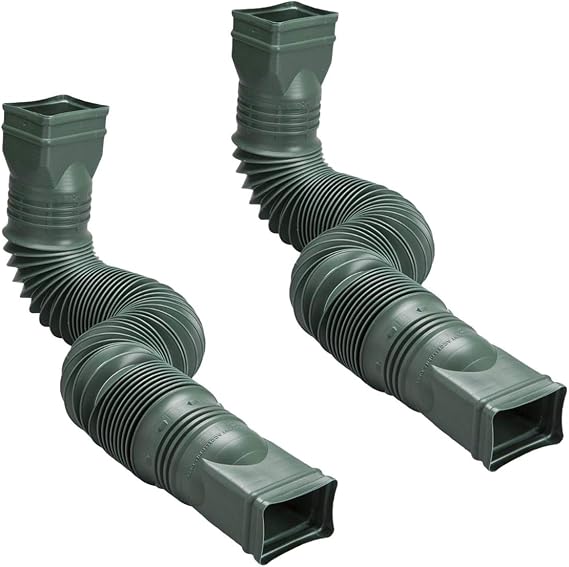 WholesalePlumbing Supply 2-Pack Green Flexible Downspout Extension Gutter Connector Rainwater Drainage,FD-85011-2PK