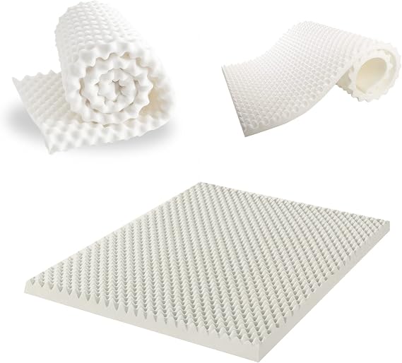 Spring Coil, 1-Inch Convoluted High Density Foam Mattress Topper, CertiPUR-US Certified for Superior Comfort and Support, Twin, White