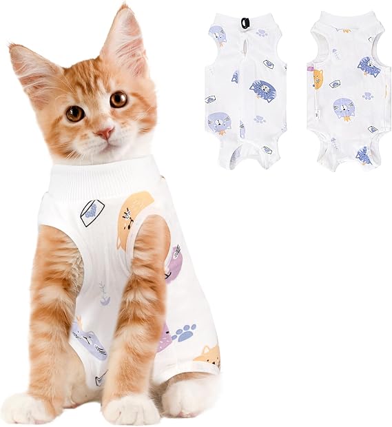Coppthinktu Cat Recovery Suit Female Cat Onesie After Surgery Anti Licking | Cat Onesie for Cats After Surgery Female for Abdominal Wounds, Kitten Surgery Recovery Suit Surgical Bodysuit After Spay