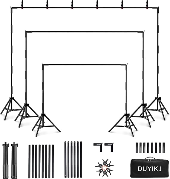 Photo Backdrop Stand, 7.5x7.5FT Photo Studio Adjustable Background Stand,Portable Photography Backdrop Stand Kit with Carrying Bag for Parties,Photoshoot,Wedding,Events Decoration