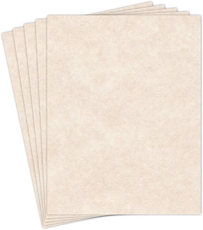 Natural Cream Stationery Parchment Paper Great for Writing, Certificates, Menus and Wedding Invitations | 24Lb Bond Paper | 8.5 x 11 | 50 Sheets/Pack