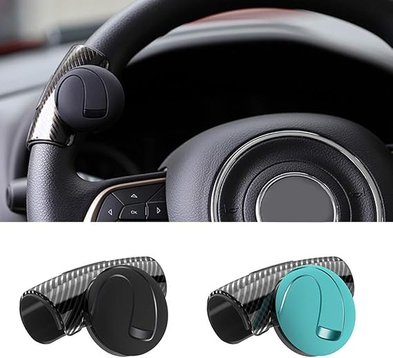 Universal Steering Wheel Spinner Knob Manual Rotatable Control Aid Handle Grip Black Compatible with Most Vehicles