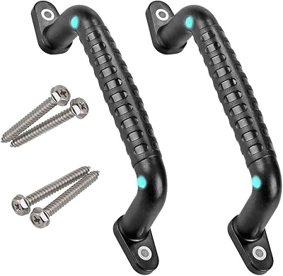 2 Luminous Playground Safety Handles, Sturdy Swing Sets Grab Toys, Jungle Gymnastics and Playroom Ladder, Door, Bunk Bed Handles Black