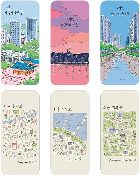 Seoul Downtown+Street Hard Bookmark 6P Set - Acryilc Bookmarks, Bookclips, Design Bookmarks