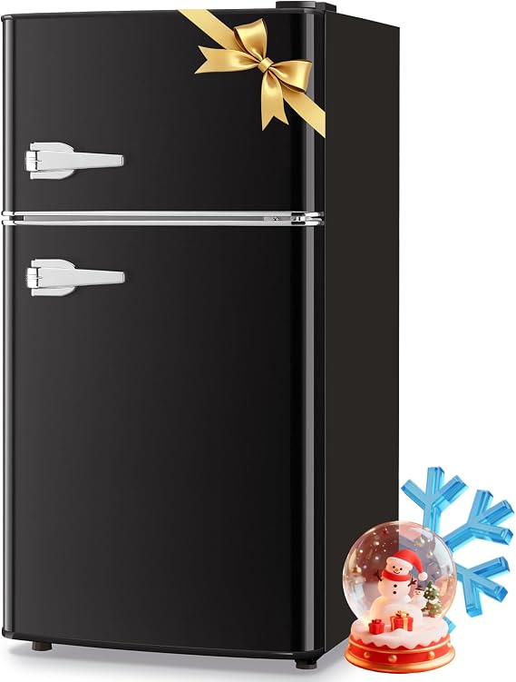 WANAI 3.5 Cu.Ft Retro Mini Fridge with Handle Compact Refrigerator Black