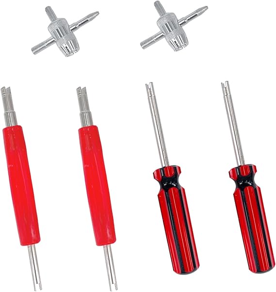 ZUFECY Tire Valve Removal Tool Installation Kit, 4-Way Valve Tool Single/Dual Head Valve Core Remover Tire Repair Stem Tool (6PCS)