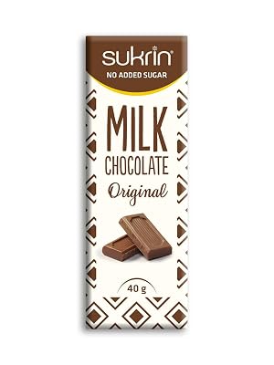 Low Carb Milk Chocolate Bar By Sukrin - Great for Keto Diets - Delicious and Sugar Free - All Natural, Soy Free - Individually Wrapped Box of 20 Original