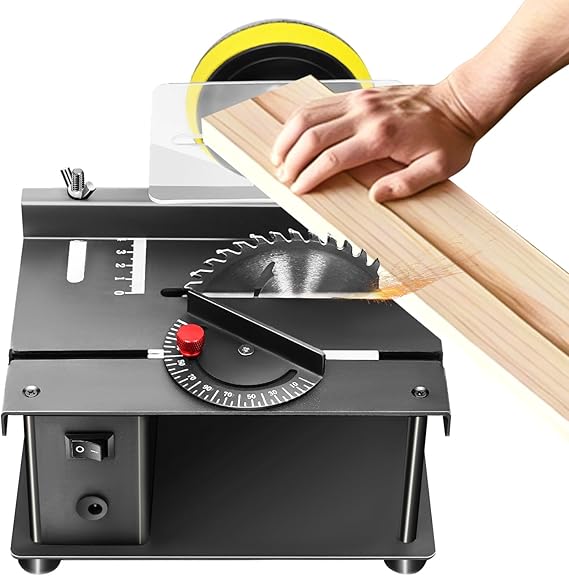 Mini Table Saw for Crafts, 200W 8500RPM Mini Miter Saw,Speed Regulation Cutting Tool Machine,Multi-Functional Cutting Bench, Mini Circular Saw