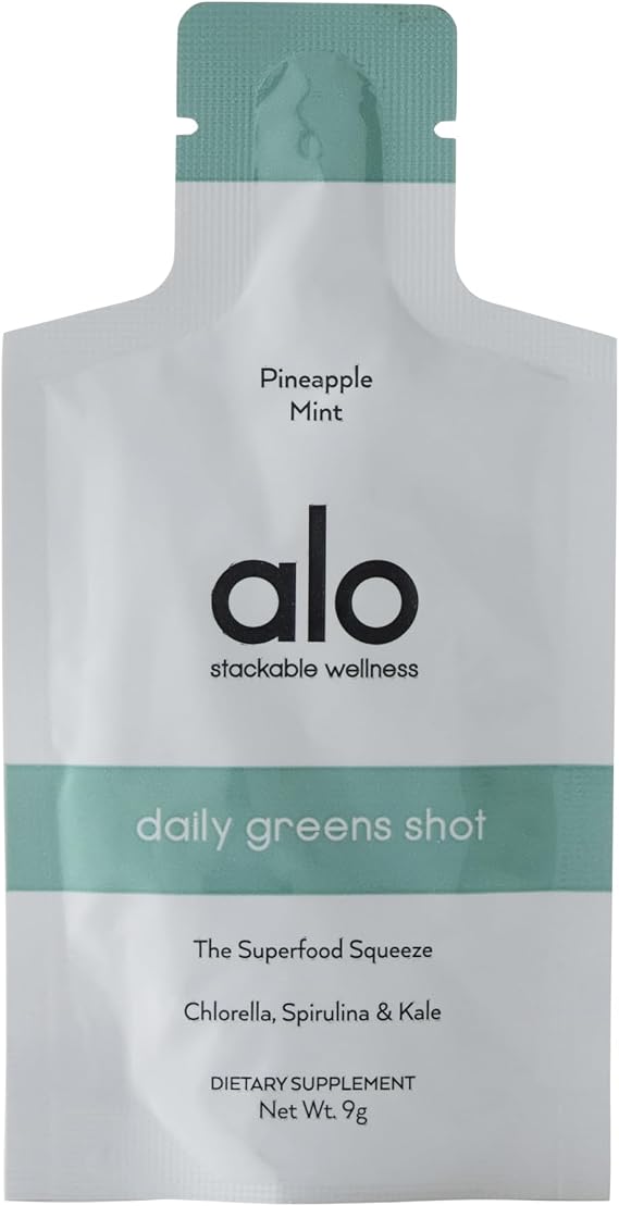 Alo Daily Greens Shot, 5-in-1 Superfood Blend, Pineapple Mint, 10 Pack