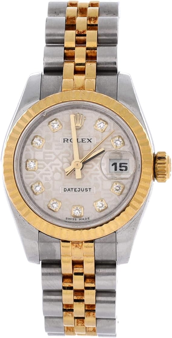 Pre-Loved Oyster Perpetual Datejust Automatic Watch Stainless Steel and Yellow Gold with Diamond Markers 26, Gold