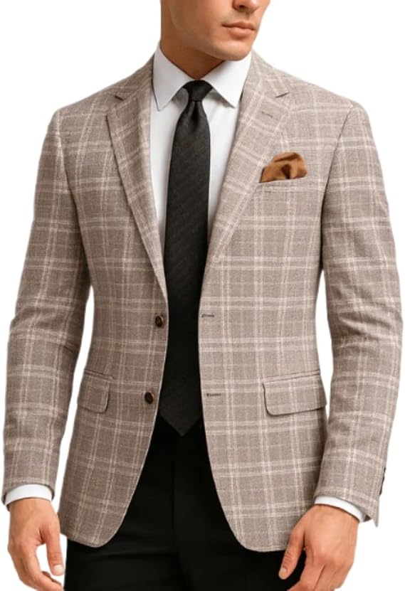 Men Two Button Slim Fit Blazer Jacket Classic Cowboy Suit Collar Casual Coat Lightweight Business Commute Sport Coat