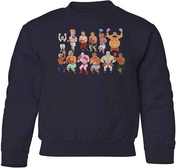 Punch 8-Bit Mike Inspired - Pixel Game Tribute Retro Youth Crewneck Sweatshirt