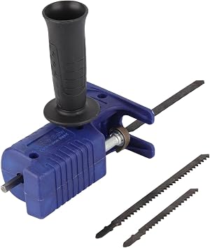 Reciprocating Saw Attachment, Portable Reciprocating Saw Adapter Electric Drill Modified Tool Jig Saw Attachment Hand Tools with 3 Saw Blades for Wood Metal Plastics Cutting