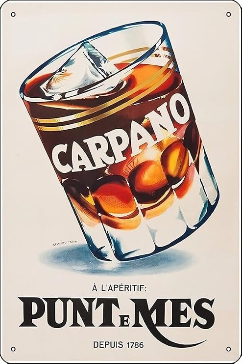 Carpano Punt e Mes vintage Poster Metal Tin Sign Fun Home Art Wall Decor 8x12 Inch