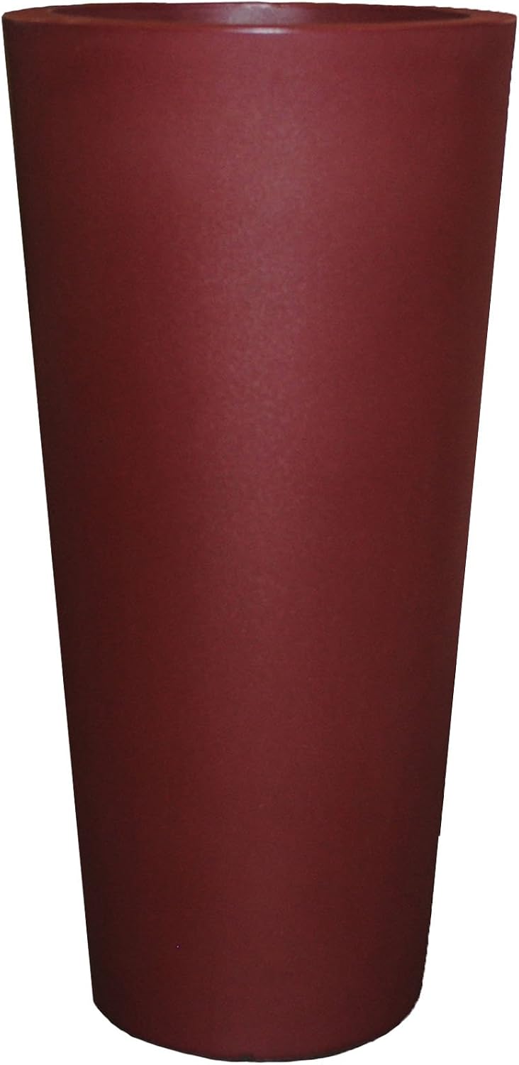 Tusco Products Cosmopolitan Tall Round Garden Planter, 32-inch, Oxblood