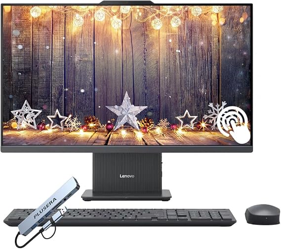Lenovo IdeaCentre 27" FHD Touchscreen All-in-One Desktop Computer, 10-Cores Intel Core i7 Processor, 8GB DDR5 RAM 512GB SSD, Windows 11, Wireless Keyboard & Mouse with 8-in-1 Hub Included, Black